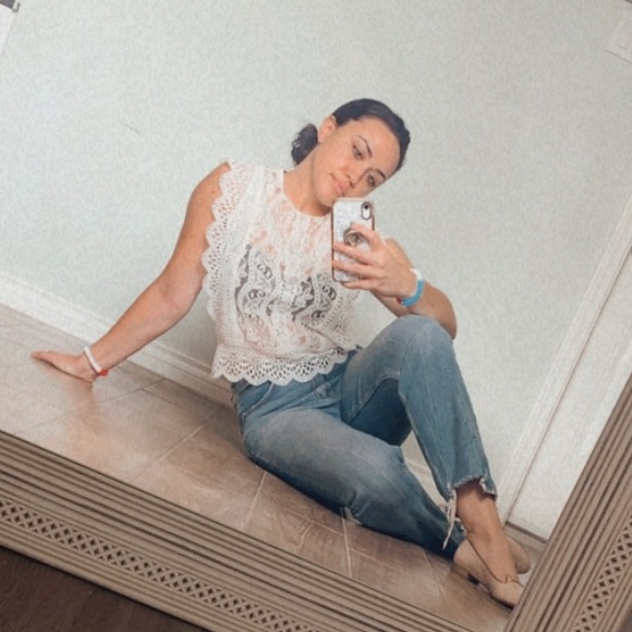 {Zara} NWOT White Lace Top - Picture 2 of 7